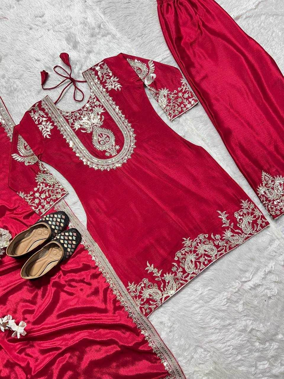 Chinon Silk Ladies Embroidery Designer Suit - MYLUXURY LANE ENTERPRISE